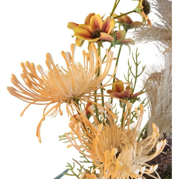 Hand Tied Artificial Flower Bouquet With faux hydrangeas pampas grass cream peac - Picture 8 of 16